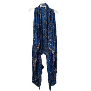 AMUSE SOCIETY Viscose KIMONO BOHO Cut Out DUSTER Jacket One Size Blue Gold Pink